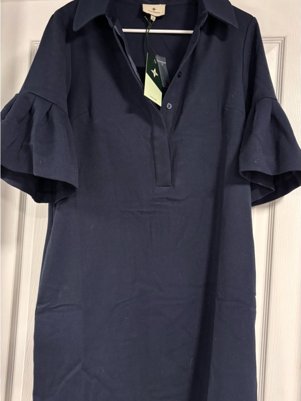 Tuckernuck Navy Ruffle-Sleeve Polo Shift